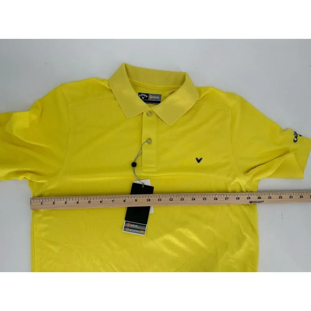 Callaway Opti-Dri Yellow Men's Golf‎ Polo Shirt Size Small Collared Short Sleeve